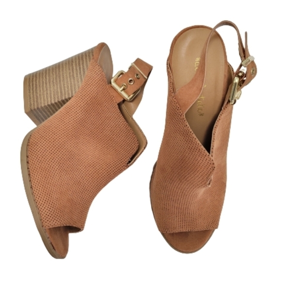 Altar'd State Faux Suede Peep Toe Sling Back Shooties - Picture 1 of 9